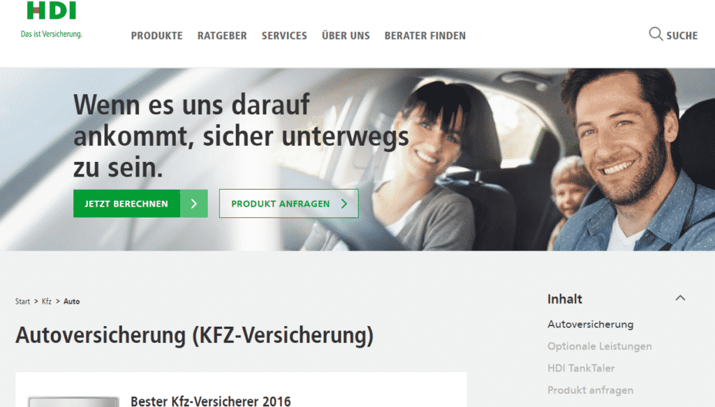 Die Webseite der HDI